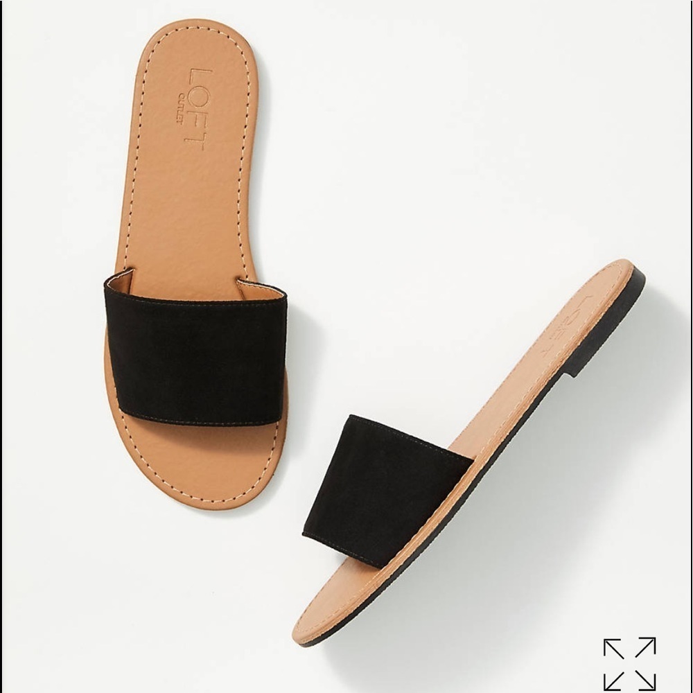 Loft embossed black sandals NWT